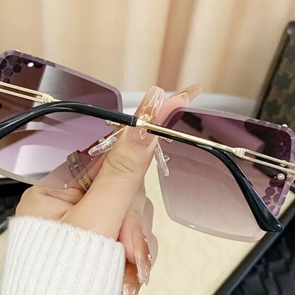 ⭐️5/$25 Sparkling Rhinestone Rimless Sunglasses Gradient LenseW/Metal Frames NWT - Picture 4 of 7